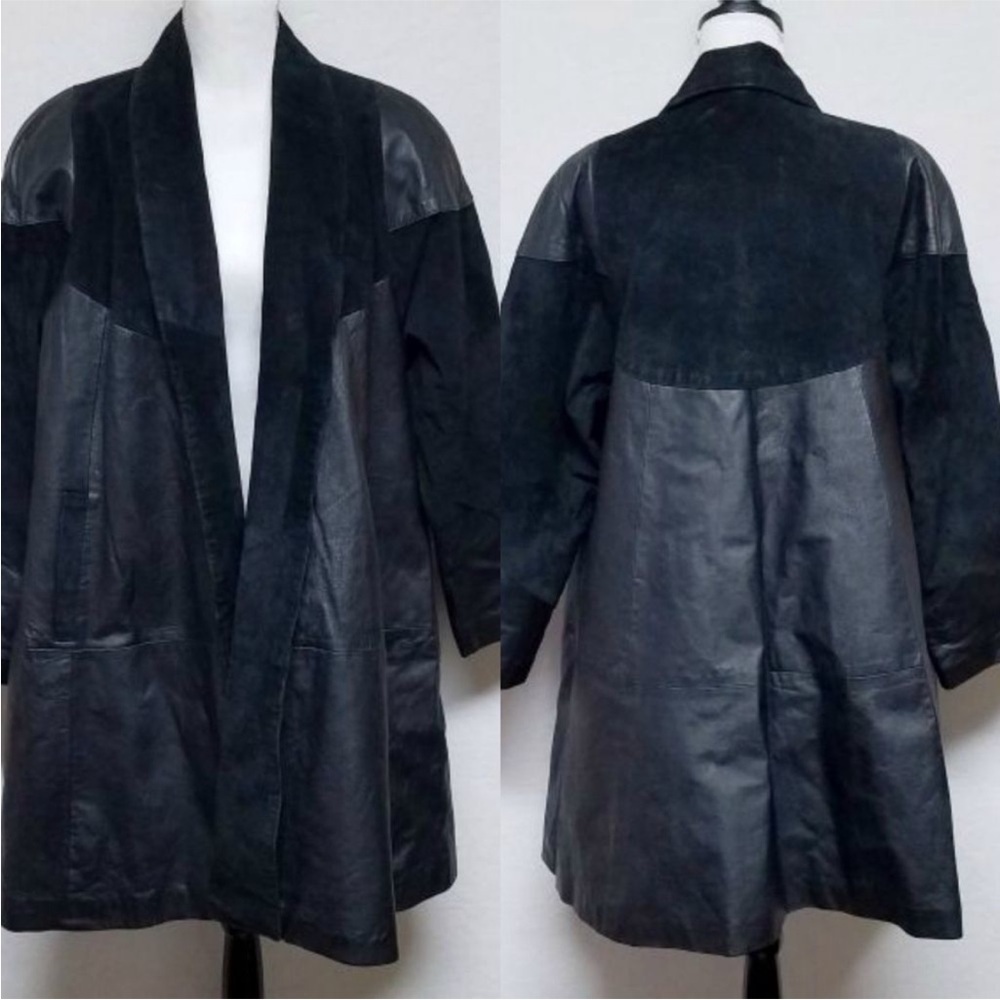 OFFERS CONSIDERED:) VINTAGE D.A.N.Y M Leather Open Oversized Coat FAST shipping!